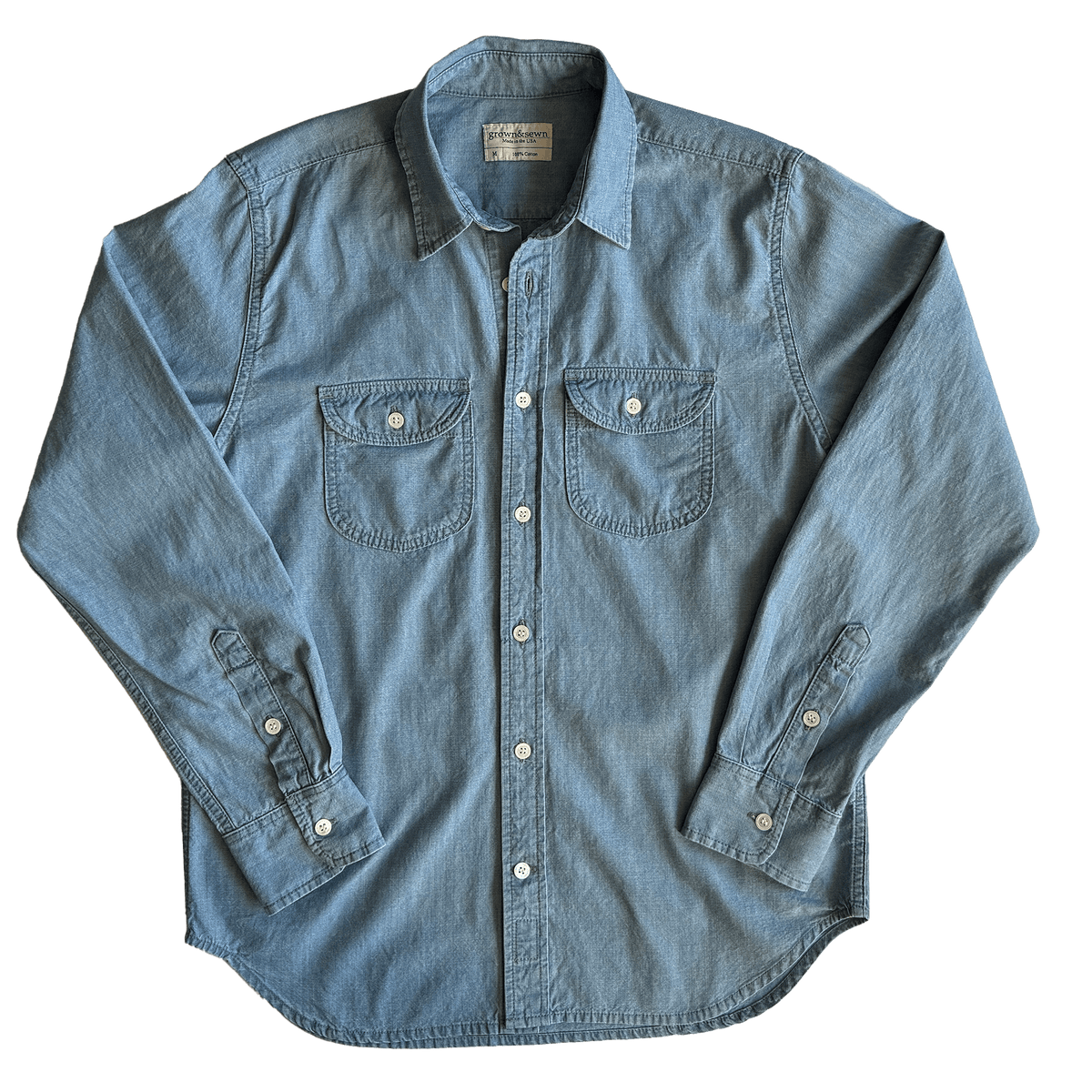 ( Blemish) Walsh Work Shirt - 6 oz Bleached Chambray - grown&amp;sewn