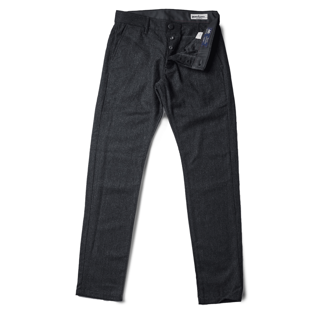 ( Discontinued ) Independent Slim Moon Tweed Wool Pant - Charcoal - grown&amp;sewn