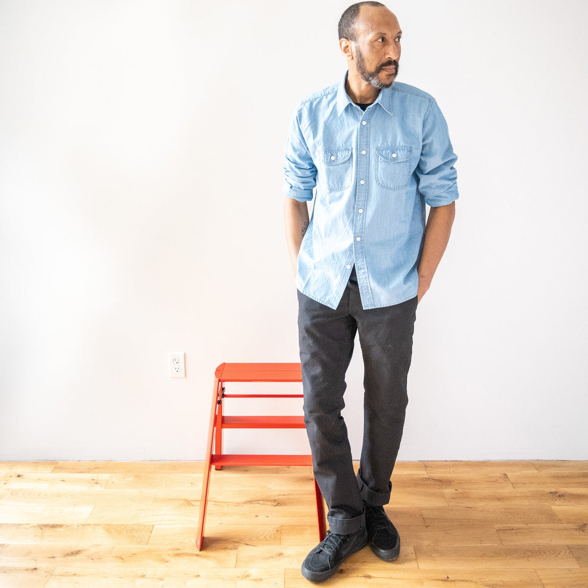 Walsh Work Shirt - 6 oz Bleached Chambray - grown&amp;sewn